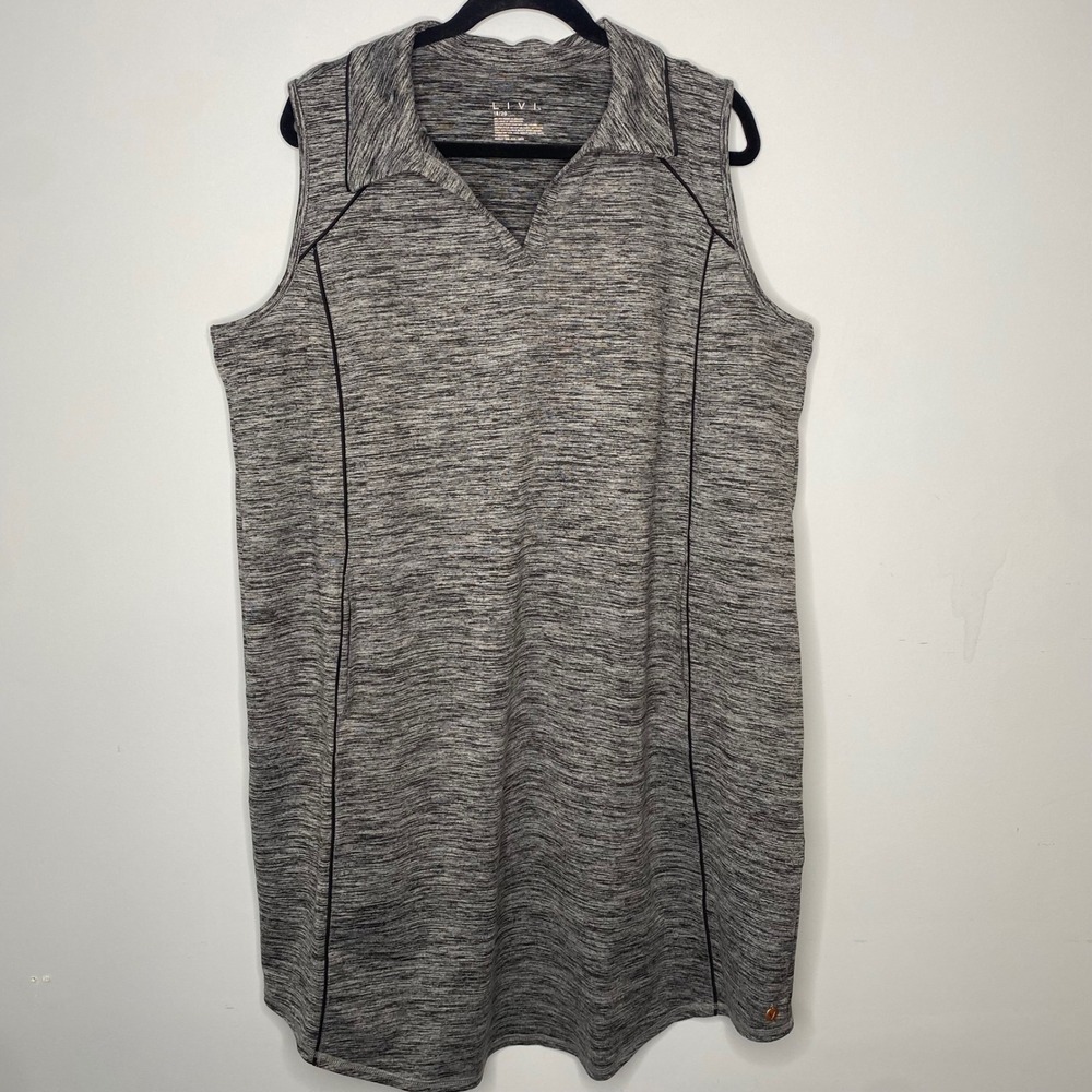 LIVI Activewear Sleeveless V-Neck Dress Heathered Gray Size 18 20 Pockets
